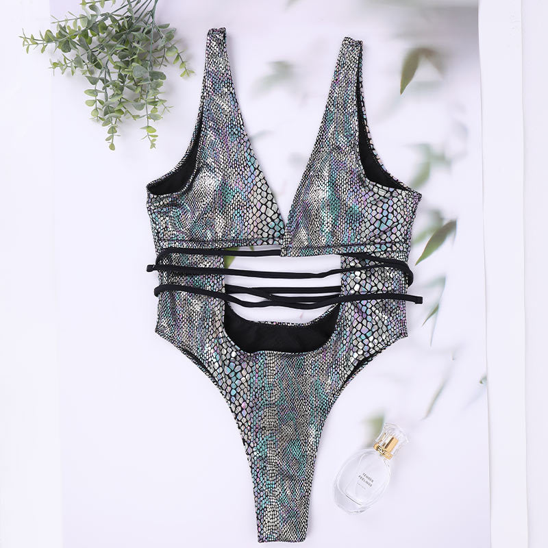 The Lacework — Lace-Up One-Piece Swimsuit by Siren's Boutique — colorway alternate