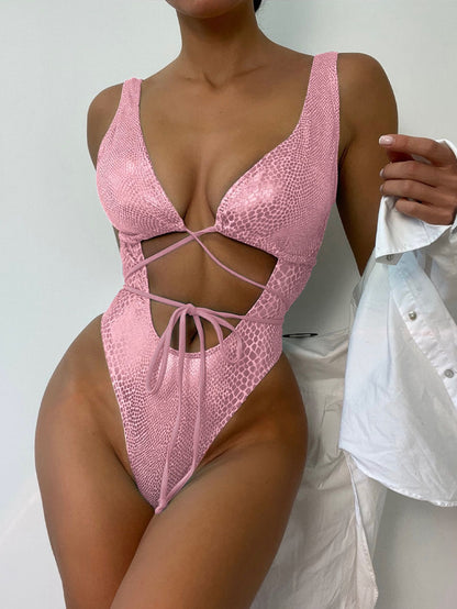 The Lacework — Lace-Up One-Piece Swimsuit by Siren's Boutique — colorway alternate